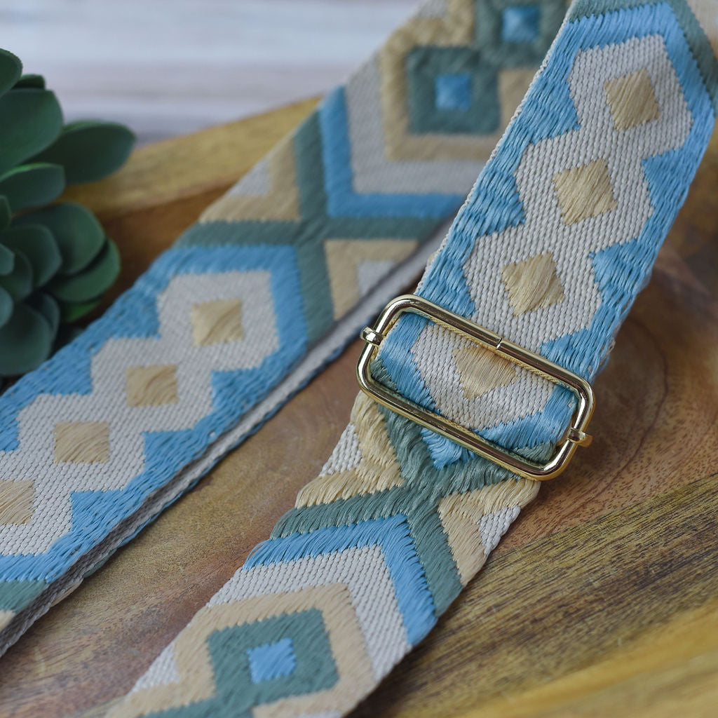 Woven Geometric Guitar Style Bag Straps-Meadow-Lemons and Limes Boutique