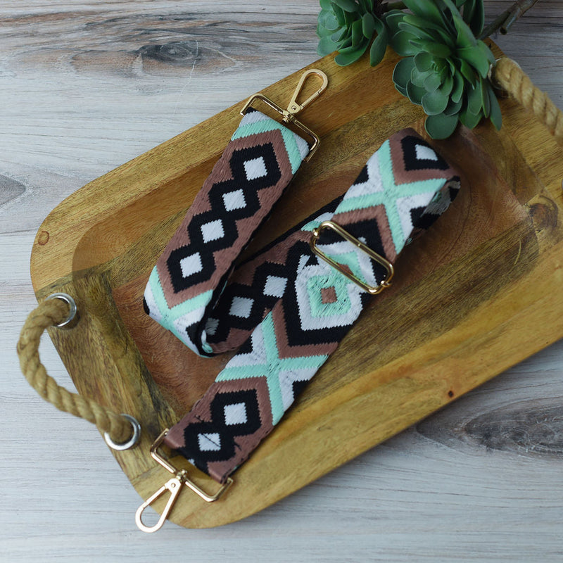 Woven Geometric Guitar Style Bag Straps--Lemons and Limes Boutique