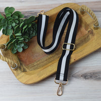 Adjustable Bag Strap 1.5 inch Striped- Black and White-Bag Strap-Lemons and Limes Boutique