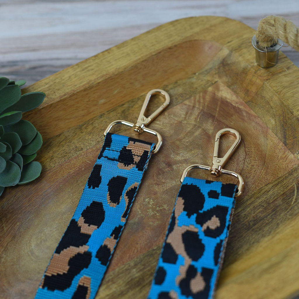 Adjustable Bag Strap 1.5 inch Leopard Pattern-Turquoise-Lemons and Limes Boutique