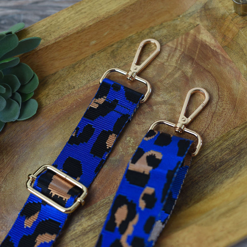 Adjustable Bag Strap 1.5 inch Leopard Pattern-Royal-Lemons and Limes Boutique