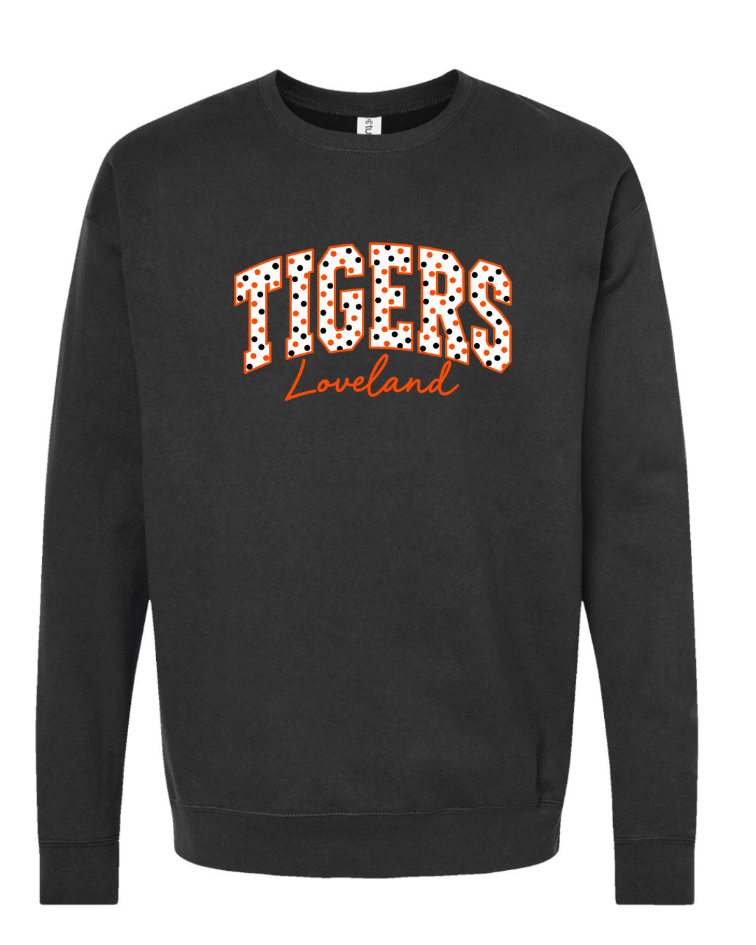 Tiger Polka Dot Black Crewneck (Youth and Adult)