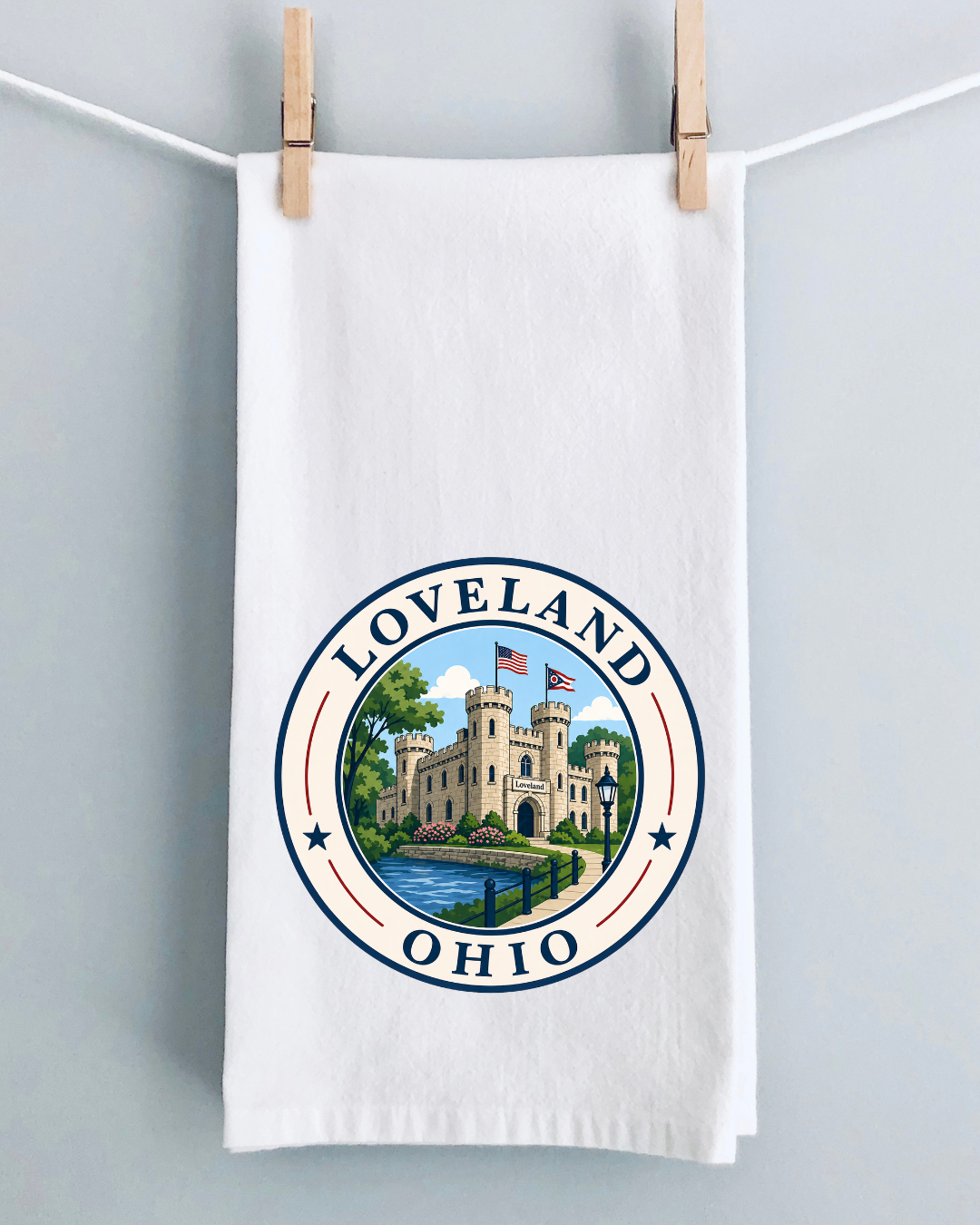 Loveland Ohio Castle Tea Towel