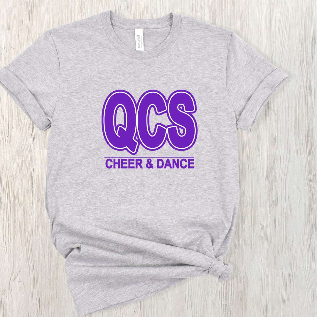 Queen City Cheer Block Short Sleeve Tee: Toddler, Youth and Adult-Heather Athletic Grey-Adult Small-Lemons and Limes Boutique