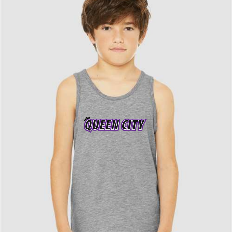 Queen City Crown Tank - Unisex Youth and Adult-Youth Small-Heather Athletic Grey-Lemons and Limes Boutique