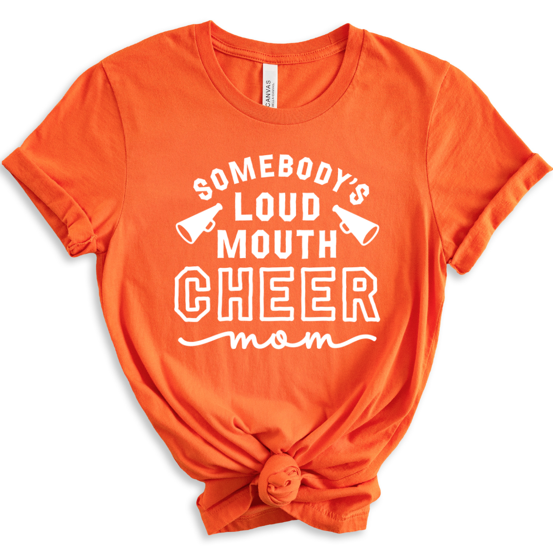 Loud Mouth Cheer Mom Short Sleeve Tee-Lemons and Limes Boutique