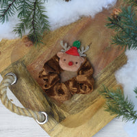 Velour Whimsical Holiday Hair Scrunches- Glitter Reindeer--Lemons and Limes Boutique