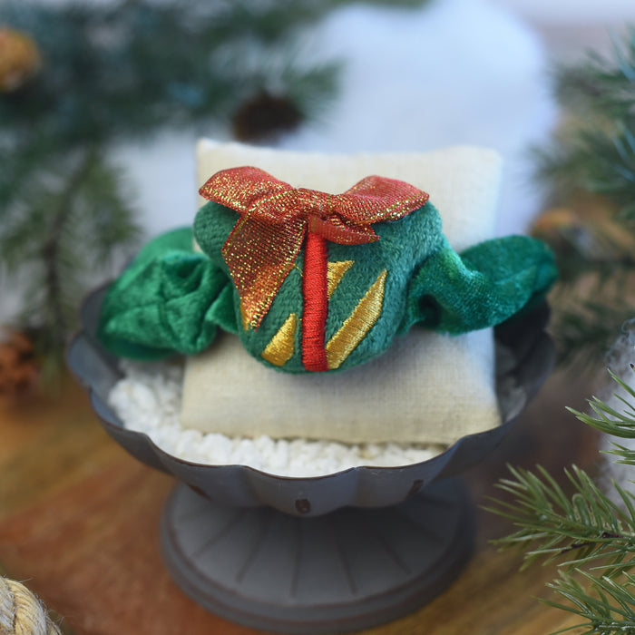 Velour Whimsical Holiday Hair Scrunches- Present--Lemons and Limes Boutique