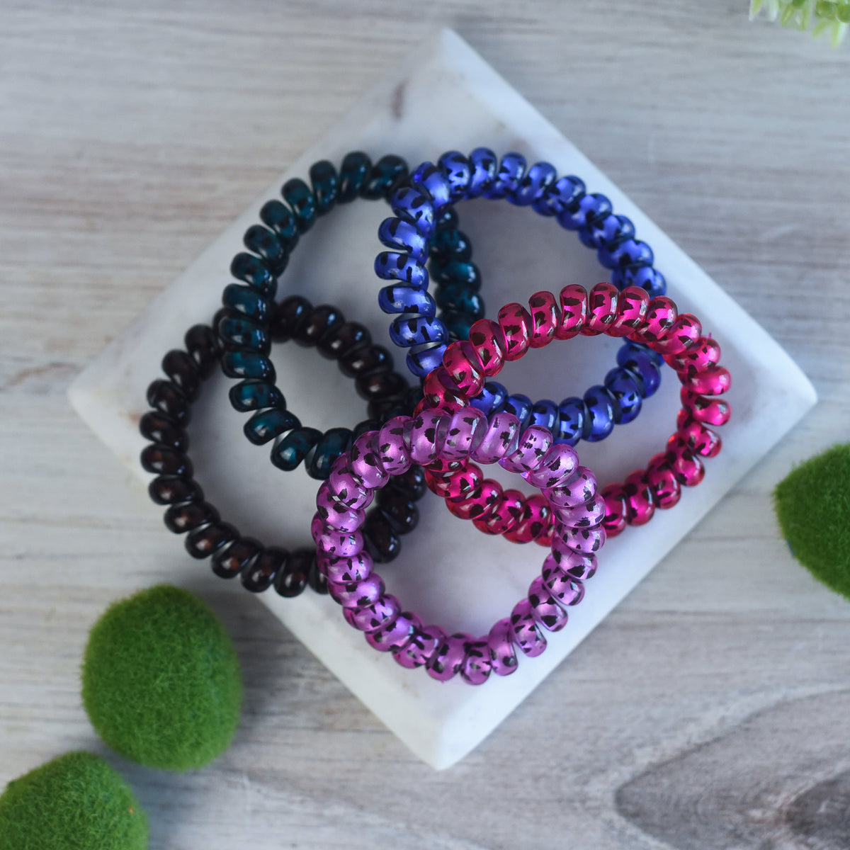 Large Lauren Lane Hair Coil Set in Spotted Brights-Hair Accessories-Lemons and Limes Boutique