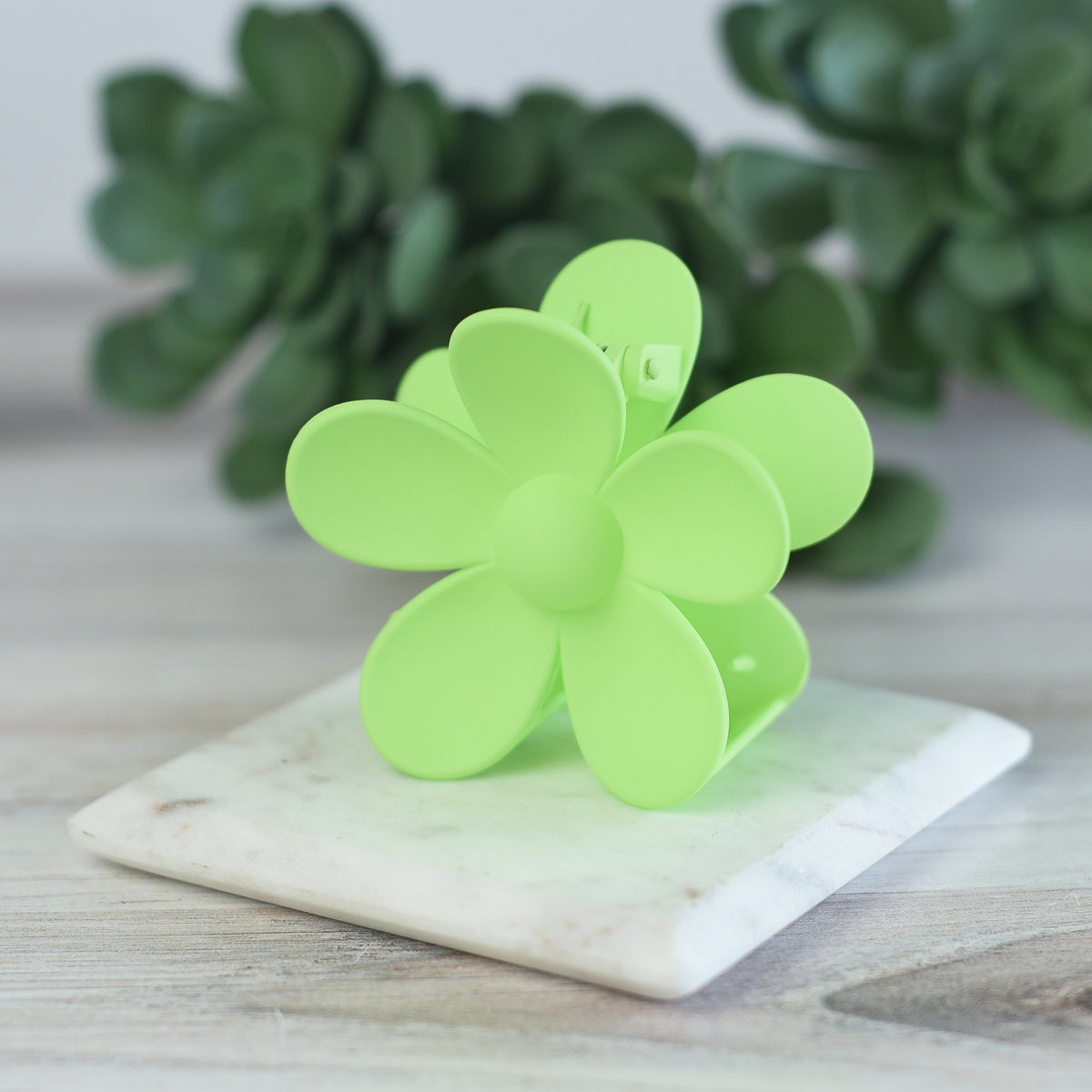 Andrea Large Flower Hair Clip-Neon Green--Lemons and Limes Boutique