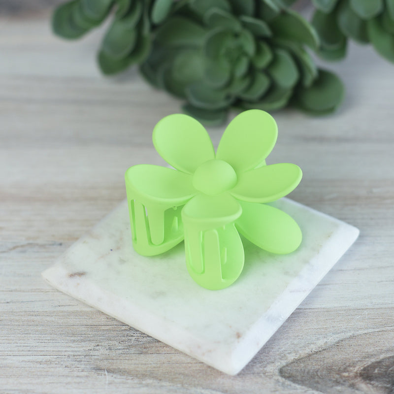 Andrea Large Flower Hair Clip-Neon Green--Lemons and Limes Boutique