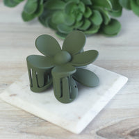 Andrea Large Flower Hair Clip-Olive Green--Lemons and Limes Boutique