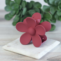 Andrea Large Flower Hair Clip-Red--Lemons and Limes Boutique