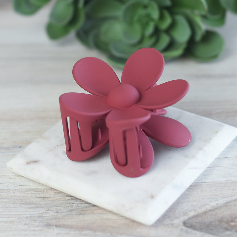 Andrea Large Flower Hair Clip-Red--Lemons and Limes Boutique