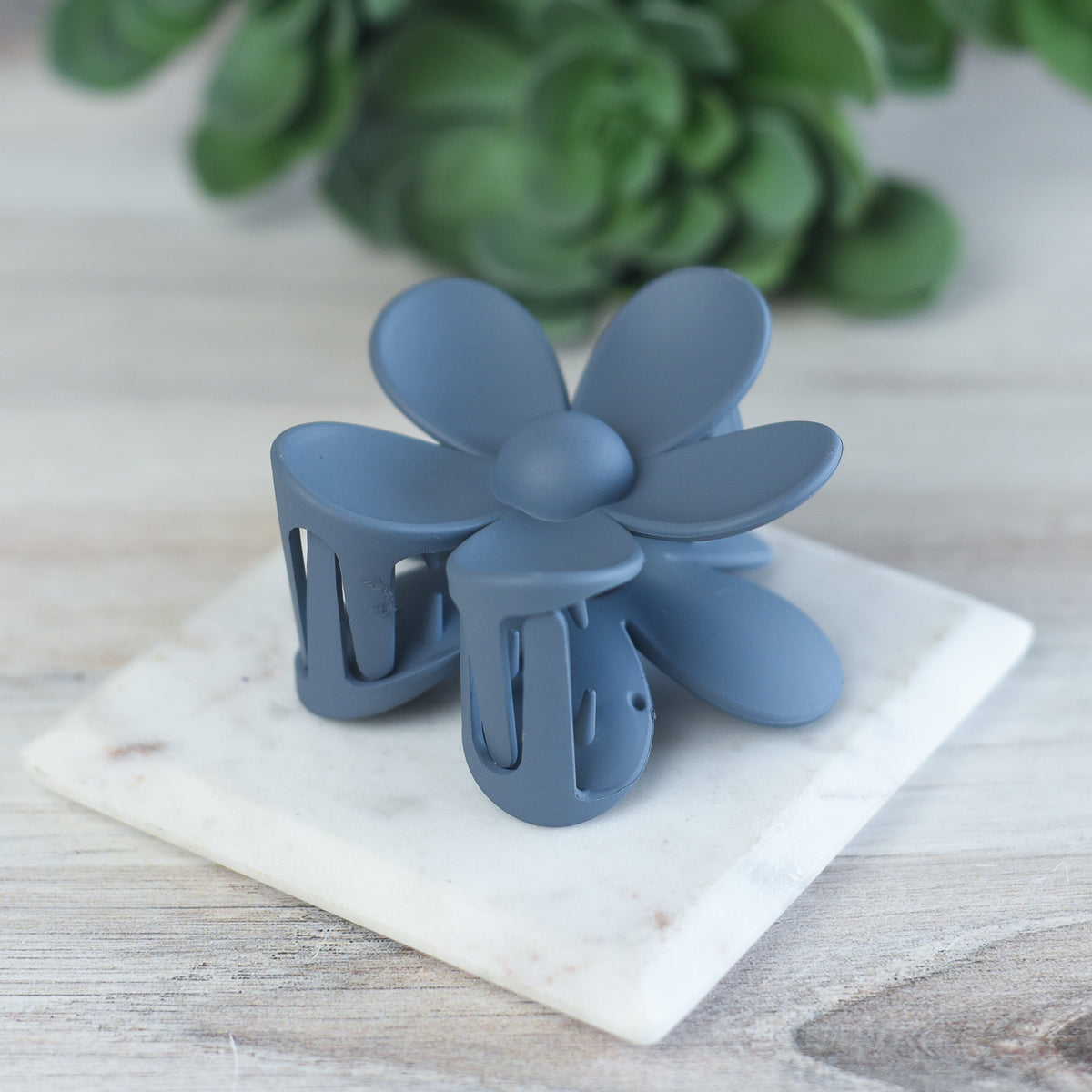 Andrea Large Flower Hair Clip-Charcoal Gray--Lemons and Limes Boutique