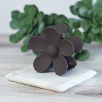 Andrea Large Flower Hair Clip-Mocha Brown--Lemons and Limes Boutique