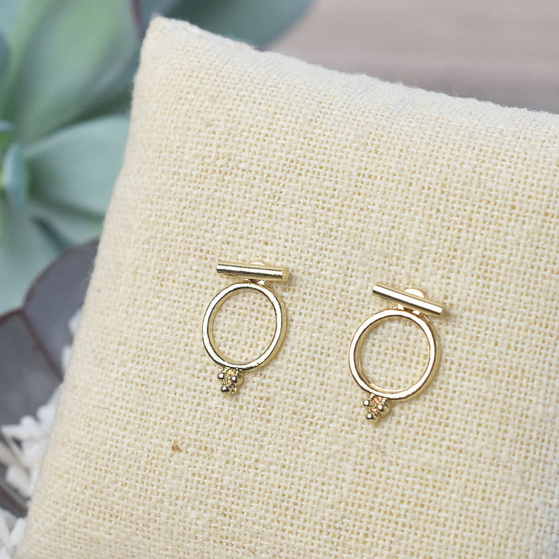 Gold Bar and Circle Convertible Earrings-Earrings-Lemons and Limes Boutique