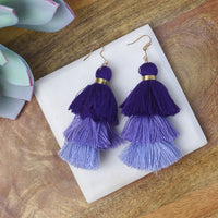 Elise Party Tassel Dangle Earrings-Dangle Earrings-Purple-Lemons and Limes Boutique