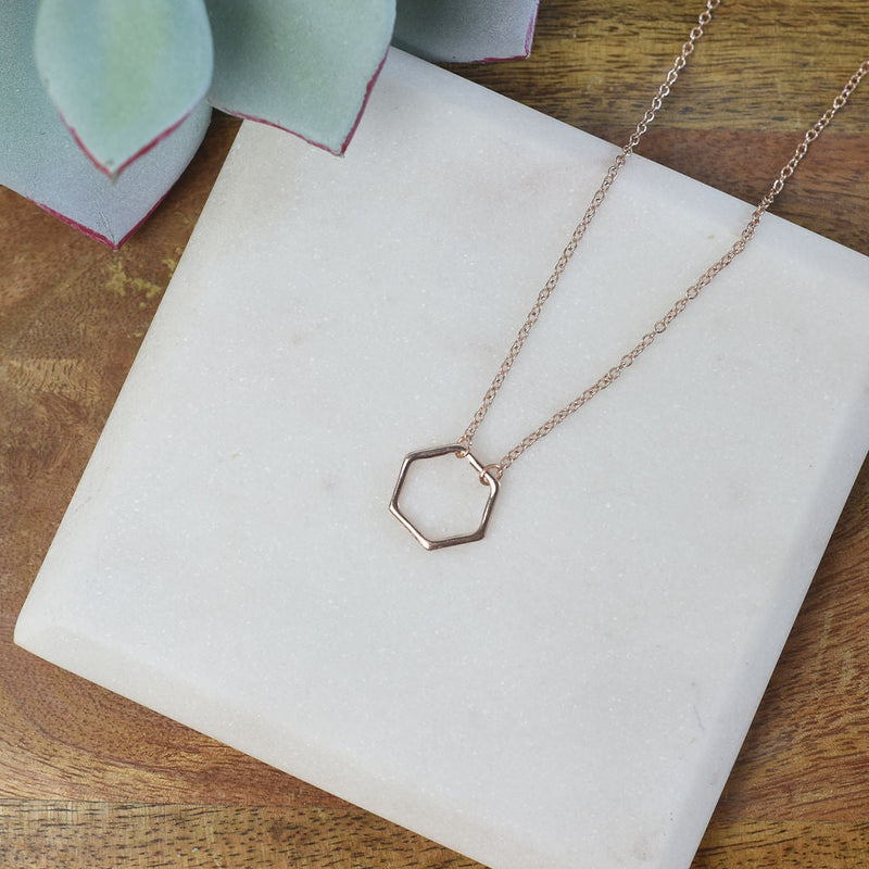 Hexagon Pendant Necklace-Necklace-Rose gold-Lemons and Limes Boutique