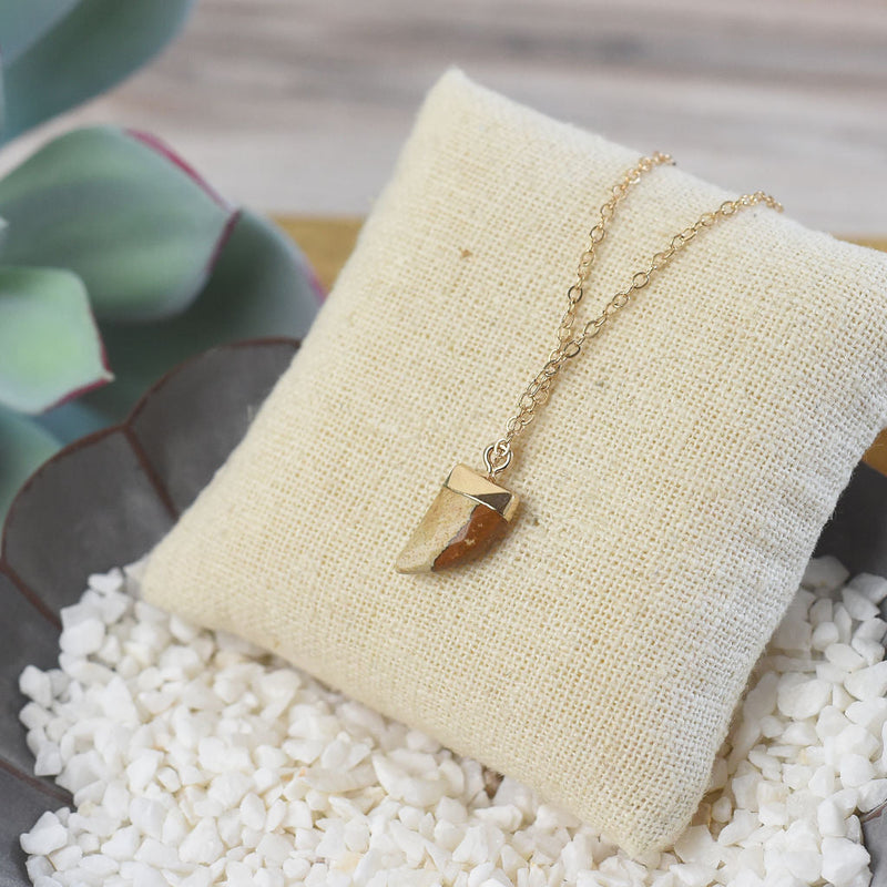 Natural Stone Tiger Tooth Pendant Necklace-Necklace-Golden-Lemons and Limes Boutique