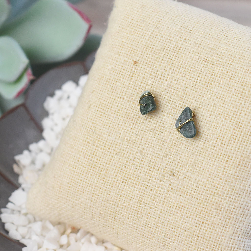 Kara Wire Wrapped Natural Stone Stud Earrings--Lemons and Limes Boutique