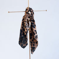 Satin Leopard Hair Scarf-Hair Accessories-Brown-Lemons and Limes Boutique