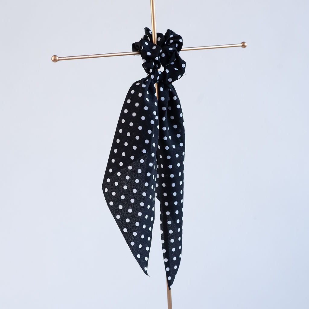 Polka Dot Hair Scarf-Hair Scarf-Black with White Dots-Lemons and Limes Boutique