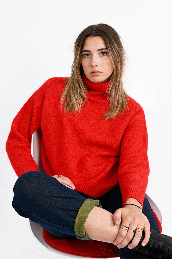 Young Ladies Knitted Sweater in Red--Lemons and Limes Boutique