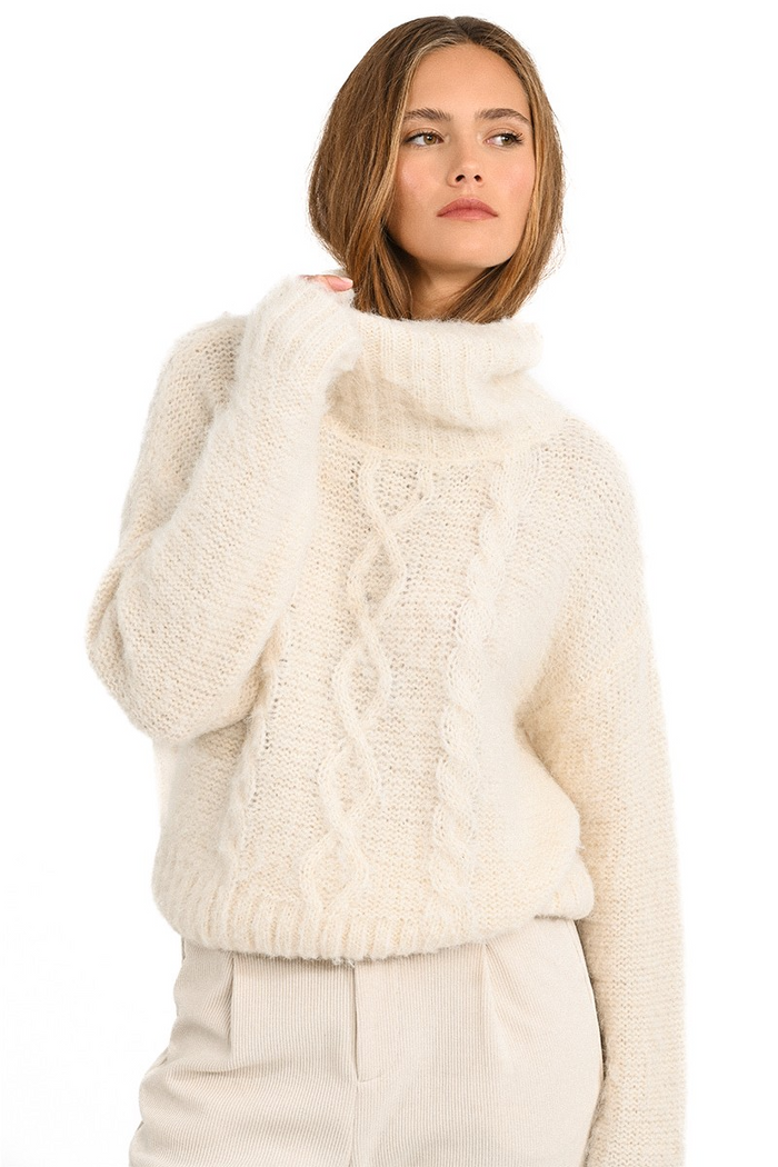 Lauren Knitted Turtleneck in Cream--Lemons and Limes Boutique