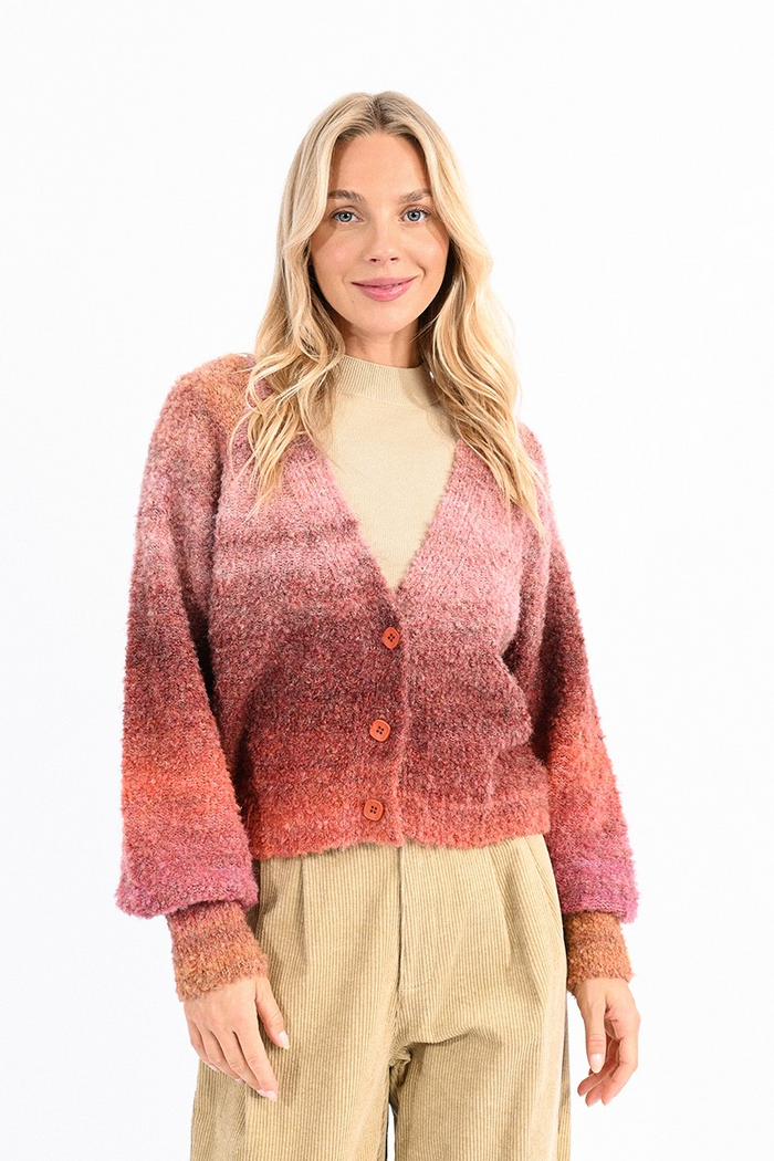 Harper Knitted Tie Dye Cardigan in Terracotta--Lemons and Limes Boutique