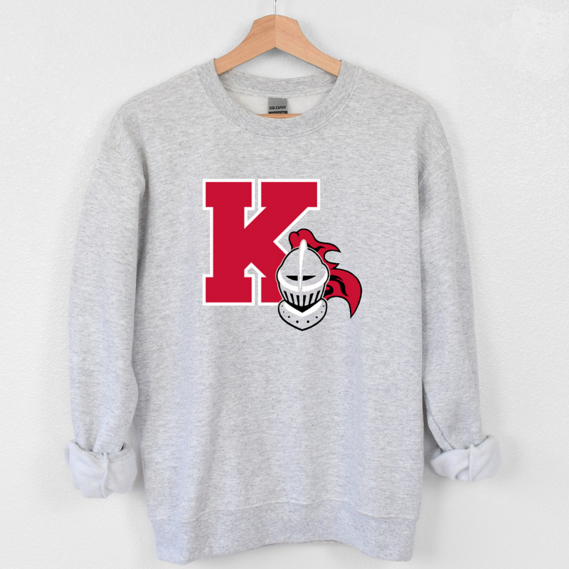 Kings K and Helmet on Athletic Grey Sweatshirt - Adult and Youth-Apparel-Lemons and Limes Boutique