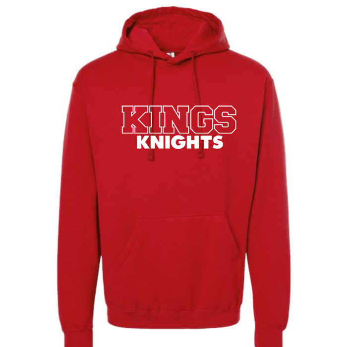 Block White Kings Knights on Red Hoodie- Adult--Lemons and Limes Boutique