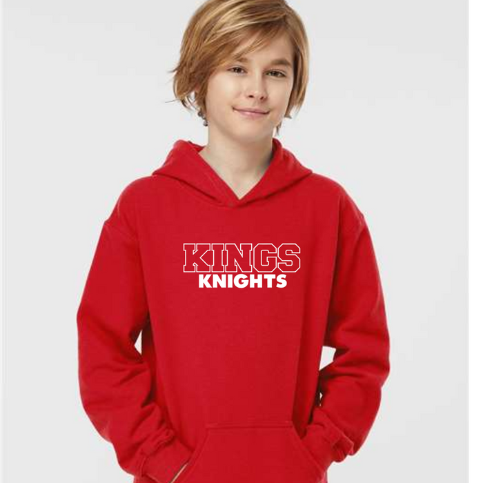 Block White Kings Knights on Red Hoodie- Youth--Lemons and Limes Boutique