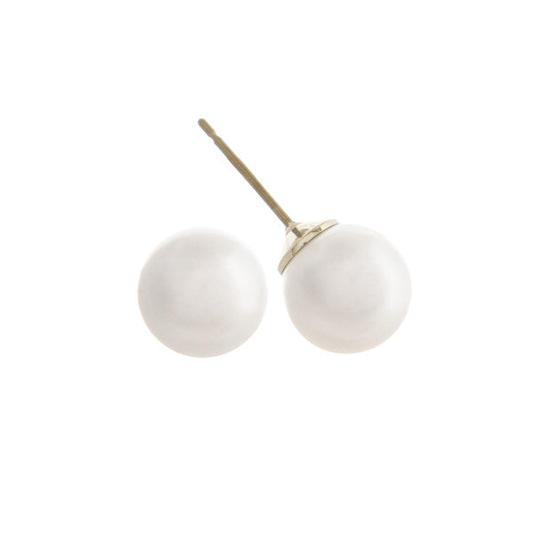 Large Pearl Stud Earrings-Pearl Jewelry-Off White-Lemons and Limes Boutique