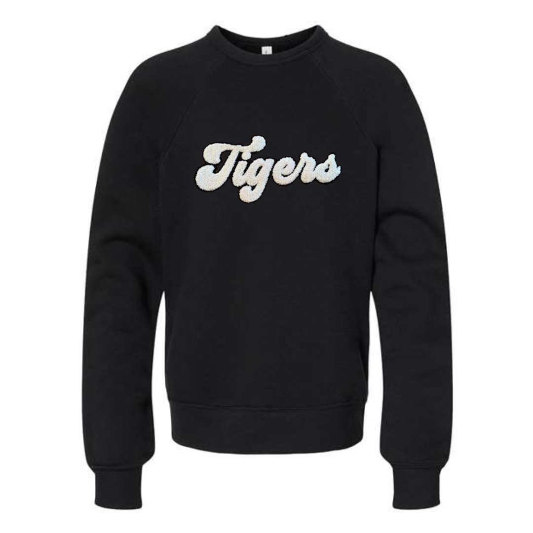 Tiger Chenille Patch Premium Spongefleece Crew--Lemons and Limes Boutique