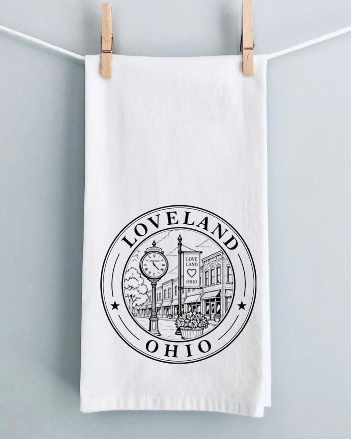 Loveland Ohio Streetscape Tea Towel
