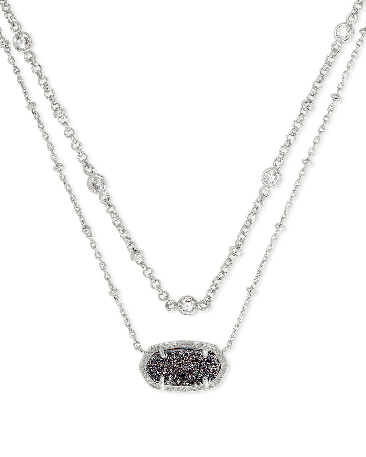 Elisa Multi Strand Necklace in Rhodium Platinum Drusy by Kendra Scott-Lemons and Limes Boutique