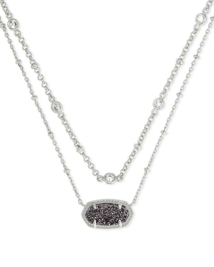Elisa Multi Strand Necklace in Rhodium Platinum Drusy by Kendra Scott-Lemons and Limes Boutique