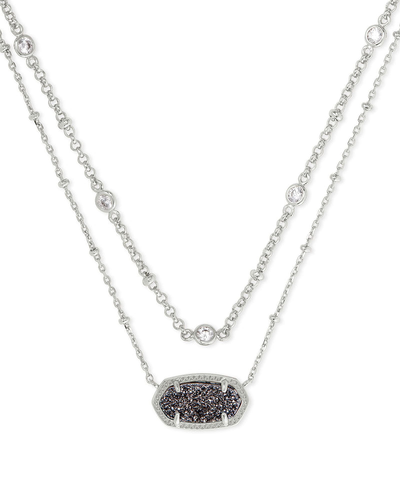 Elisa Multi Strand Necklace in Rhodium Platinum Drusy by Kendra Scott-Lemons and Limes Boutique