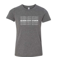 Queen City Storm Repeat Short Sleeve Tee: Toddler, Youth and Adult-Heather Deep Grey-Adult Small-Lemons and Limes Boutique