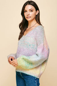 Multi Color Pullover Sweater in Rainbow-Lemons and Limes Boutique