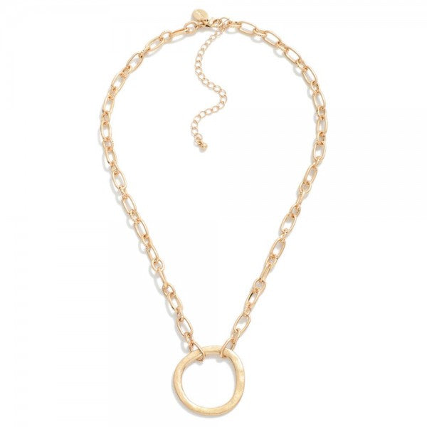 Circle Necklace-Pendant Necklaces-Worn Gold-Lemons and Limes Boutique