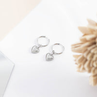 18K Gold PVD Stainless Steel Heart Pendant Hoop Earrings-Lemons and Limes Boutique