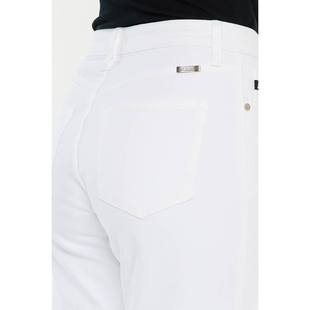 Zahara High Rise Cropped Straight Leg Jeans in White by Kan Can USA-Lemons and Limes Boutique