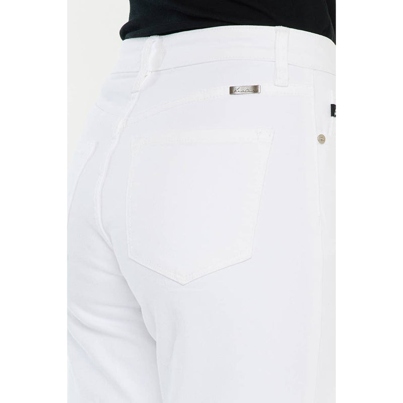 Zahara High Rise Cropped Straight Leg Jeans in White by Kan Can USA-Lemons and Limes Boutique