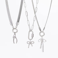 18K Gold PVD Stainless Steel Curb Charm Holder Necklace-Lemons and Limes Boutique