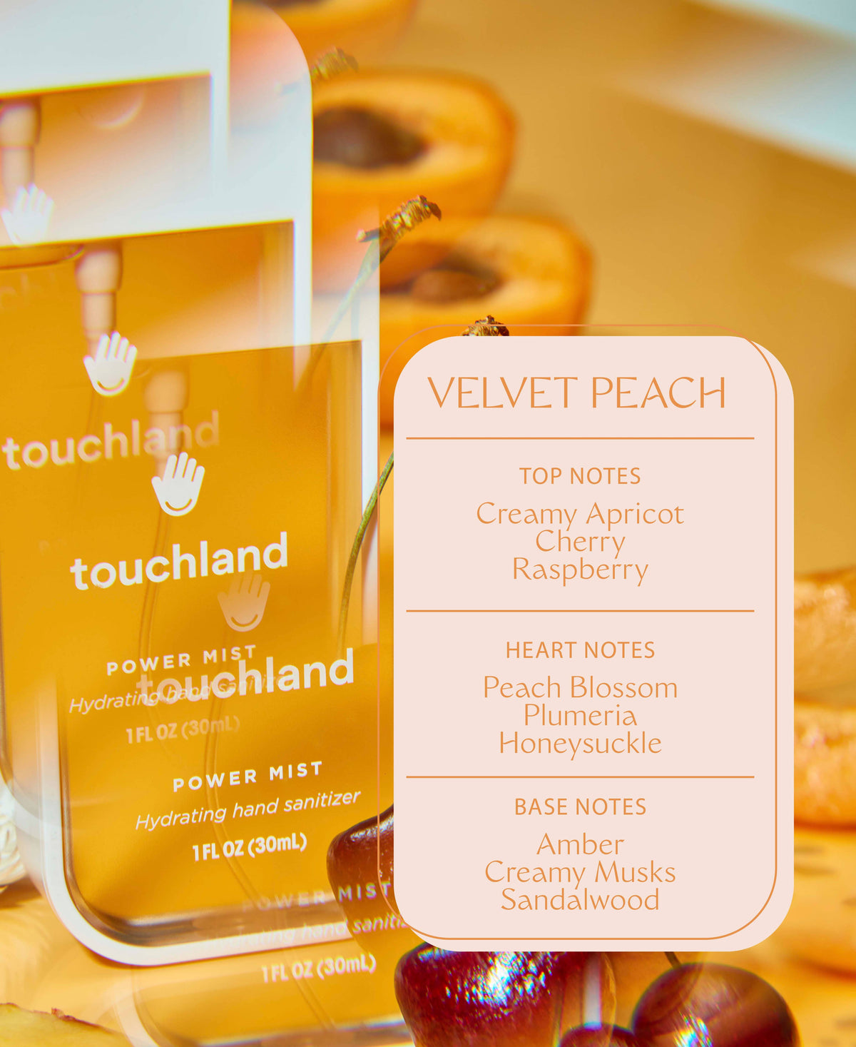 Power Mist Velvet Peach Hand Sanitizer by Touchland--Lemons and Limes Boutique