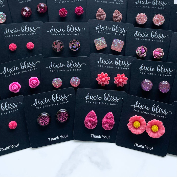 Pink Stud Earrings-Lemons and Limes Boutique