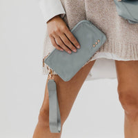 Cove Double Zip Nylon Wristlet Wallet in Assorted Colors-Gray-Lemons and Limes Boutique