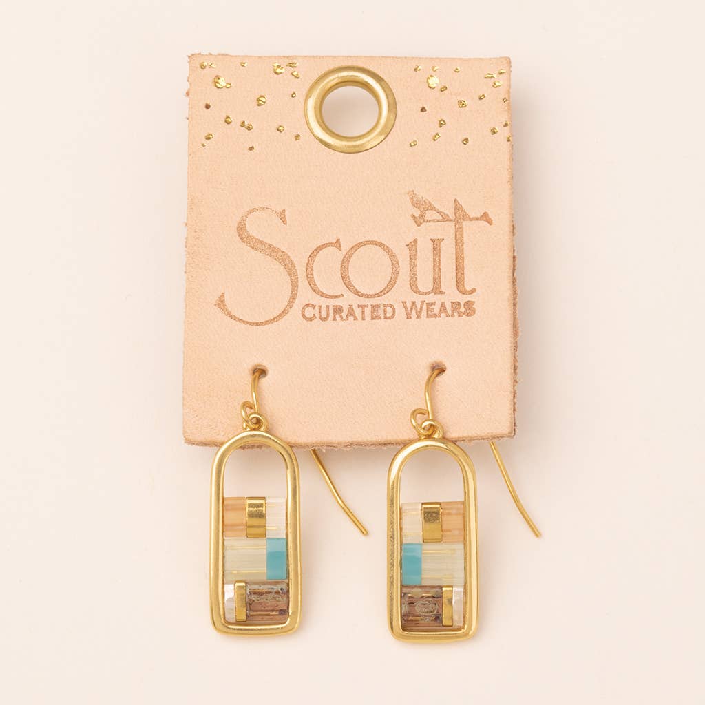 Good Karma Miyuki Frame Earring in Mint/Peach/Gold-Lemons and Limes Boutique
